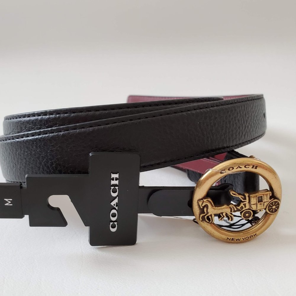 NEW Coach Black Horse Carriage Buckle leather Belt - Picture 7 of 8